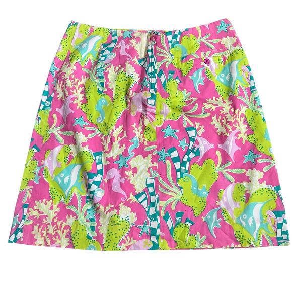 Lilly Pulitzer Vintage White Label Under The Sea Tropical Skirt 2 Women’s Pink - Picture 2 of 4